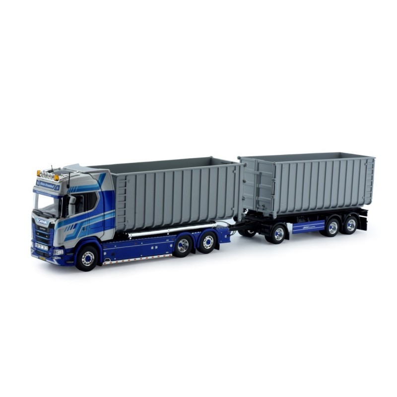 73094 - Scania S730 Highline rigid truck hookarm container + trailer Klein Kromhof /1:50 TEKNO 73094 - Scania S730 Highline rigid truck hookarm container + trailer Klein Kromhof /1:50 TEKNO
