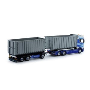 73094 - Scania S730 Highline rigid truck hookarm container + trailer Klein Kromhof /1:50 TEKNO
